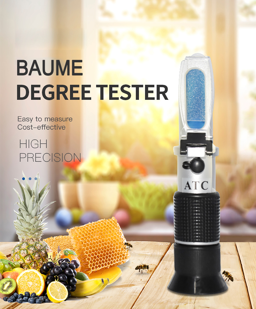 KOGEEK Honey Meter Honey Refractometer with ATC Function Honey Baume Degree Measuring Device Honey Moisture Tester Baume Meter 58-90% Brix. 