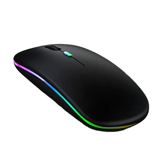 High Quality OEM USB LED Slim Rechargeable Dual Mode Mouse | 2.4GHz & Bluetooth Wireless | LED Backlit | Silent Click | For Laptop & PC