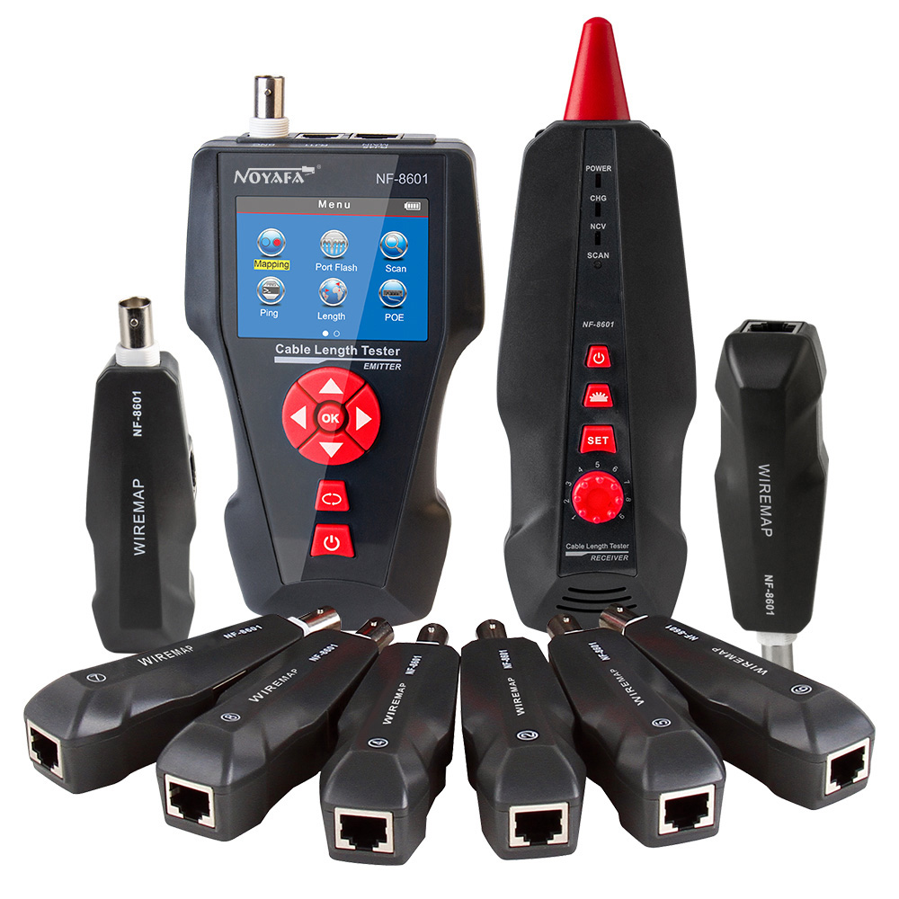 noyafa NF-8601W Multipurpose network tester OE/PING RJ45 RJ11 Wire Locator Measure Cable Length With 8pcs Remot Line Tracker