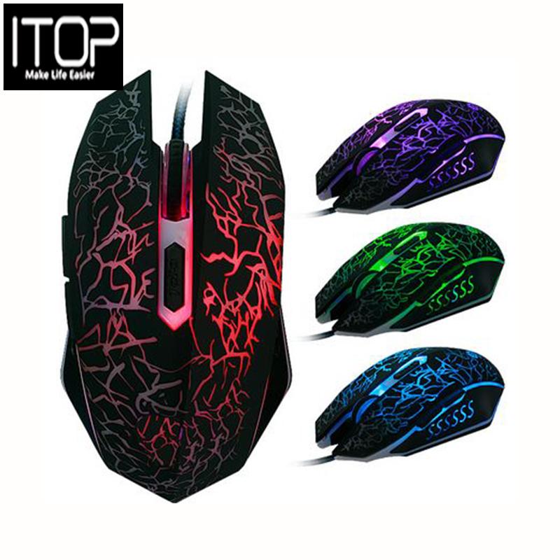 ITOP T1 Gaming Mouse Optical Mouse 1300 DPI Led Mouse Optical USB Wired 7 LED color
