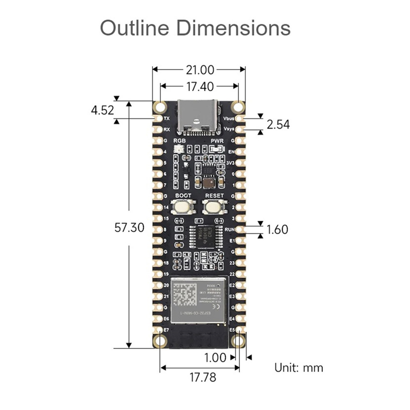 【7Rings Store】（NEW）ESP32-C6-Pico Development Board WiFi 6 Microcontroller ESP32-C6-MINI-1 Module Supports for ESP-IDF