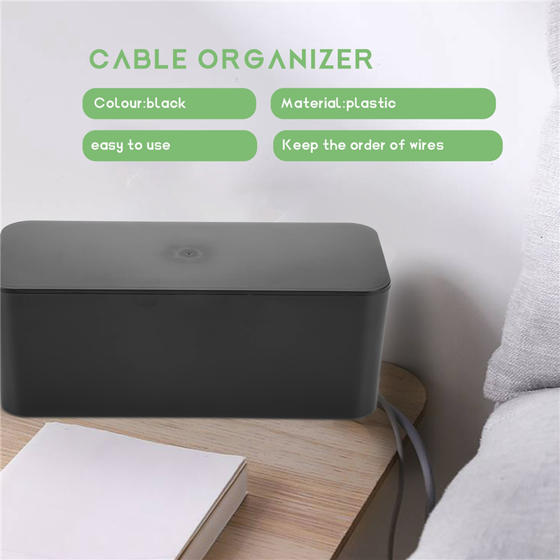Cable Management Box, Wire Storage Box, Used to Hide the Power Strip, Suitable for Home/Office (Black). 