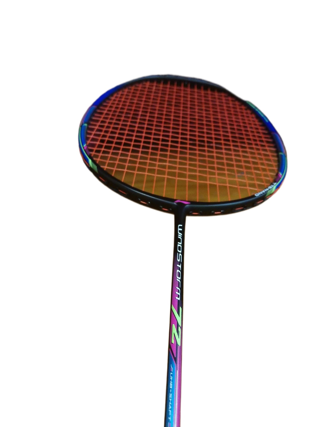 Li-Ning Windstorm Badminton Racket Strung light weight of 74g and high tension of 30LBS, fast speed of racket swinging. COLOURFUL AND FLEXIBLE With String And Grip Free -with Cover. 