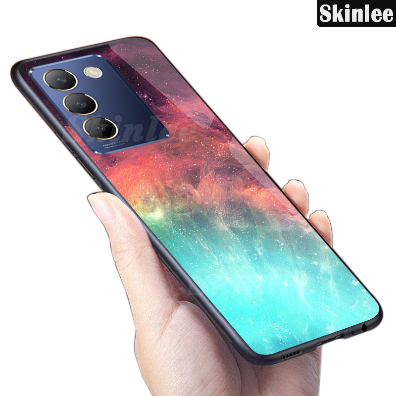 Phone case For VIVO V30 Lite Back cover Tempered Glass Cover Starry Sky Mirror Couple Design cover For VIVO V30 Lite Cover cases