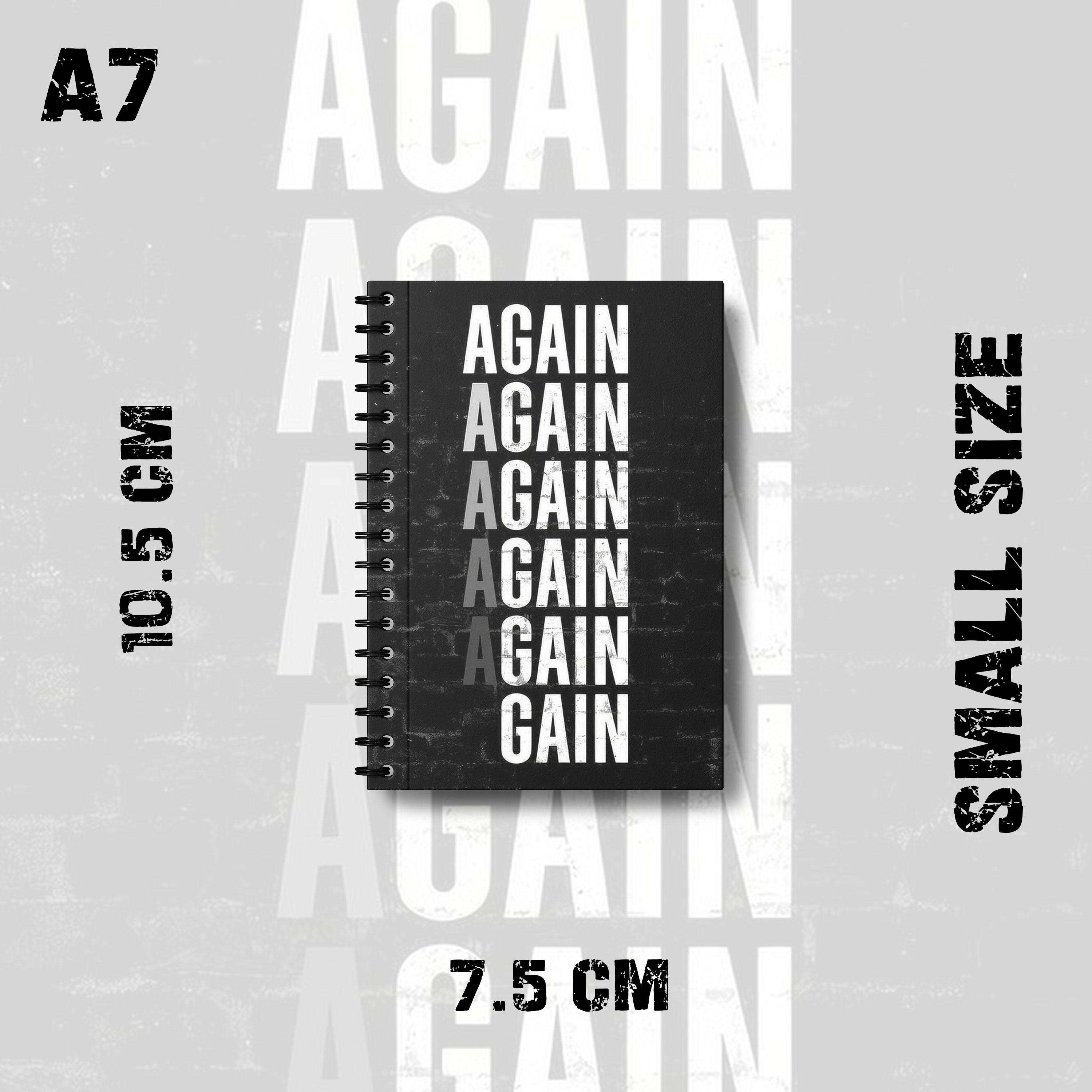 Notebook Typography Motivational Speech Again And Gain Theme Design Rise360 Writing Journal Pad K648. 