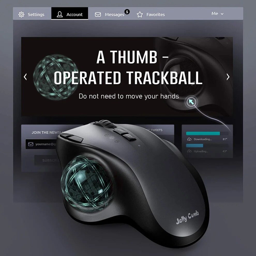 SeenDa Bluetooth Trackball Mouse Wireless Ergonomic Track Ball Mouse Supports 3 Device Smooth Tracking Compatible for PC, iPad. 
