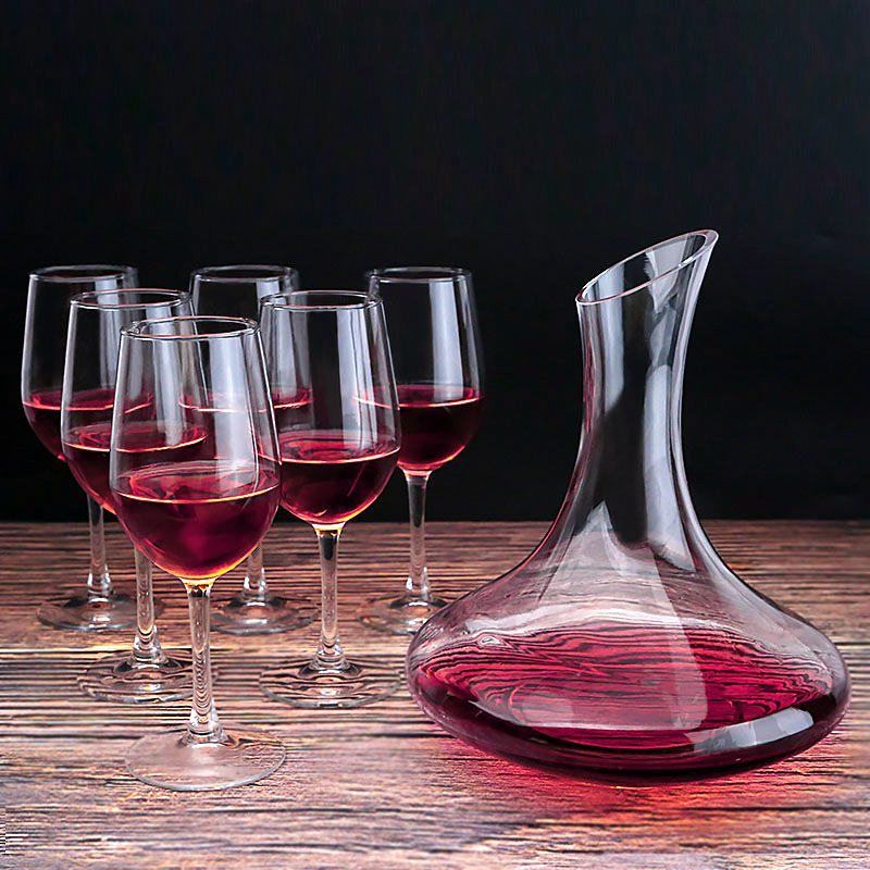 Red Glass Set Household Hotel Restaurant Goblet Decanter Glass TASS. 