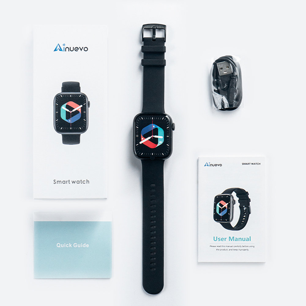 Ainuevo P45 Bluetooth Call Smart Watch 1.8 HD Display 120+ Sports Modes Heart Rate Waterproof IP67 smartwatch for men women. 