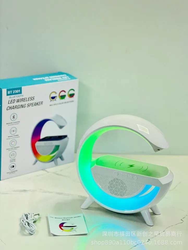 LED Wireless Charging Table Lamp Bluetooth Speaker Intelligent Atmosphere RGB Light Bluetooth Speaker With Wireless Charging BT2301 Wireless Charger Speaker. 