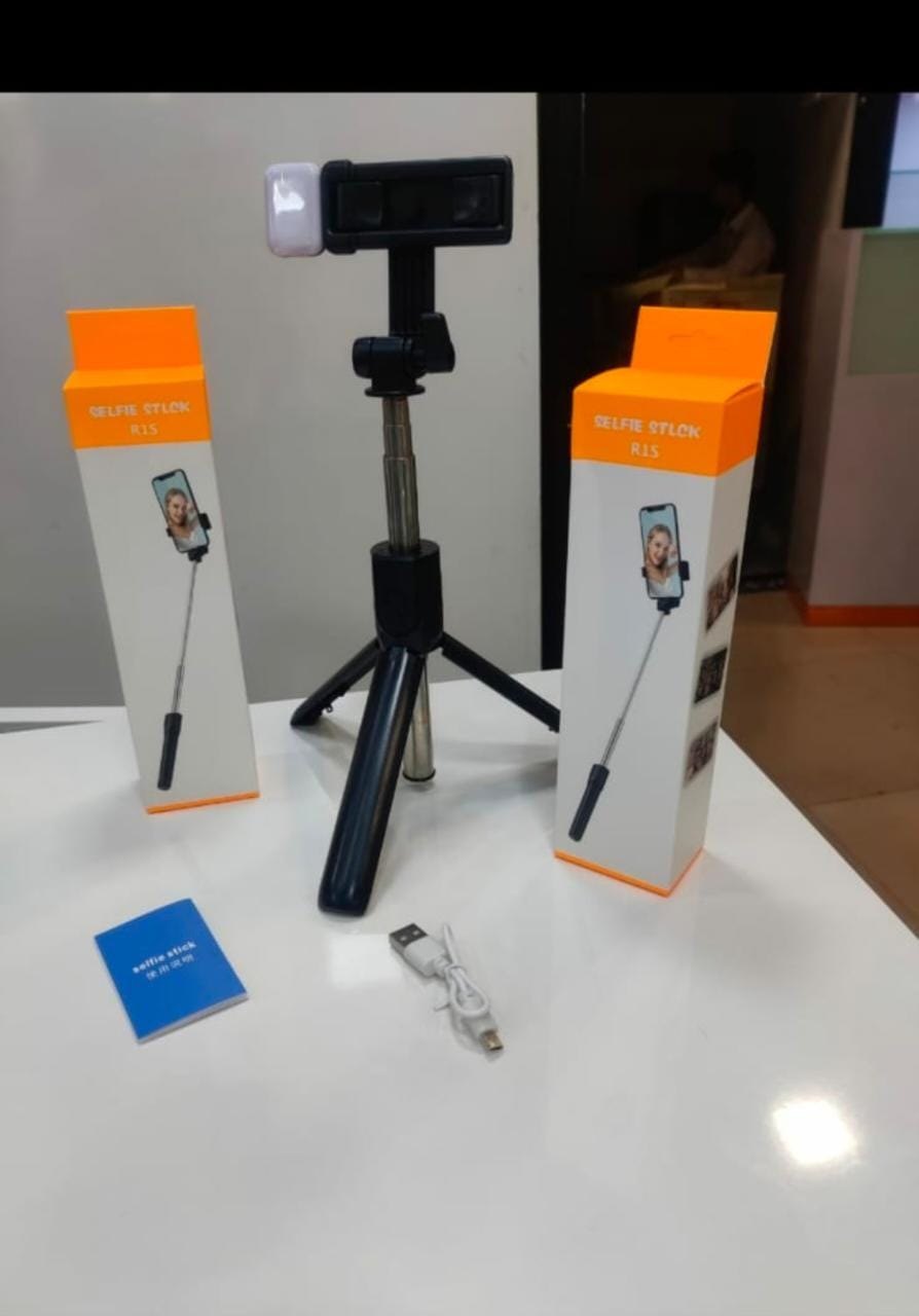 R1S 3 in 1 Bluetooth Remote Control Tripod with LED light  Selfie Stick. 
