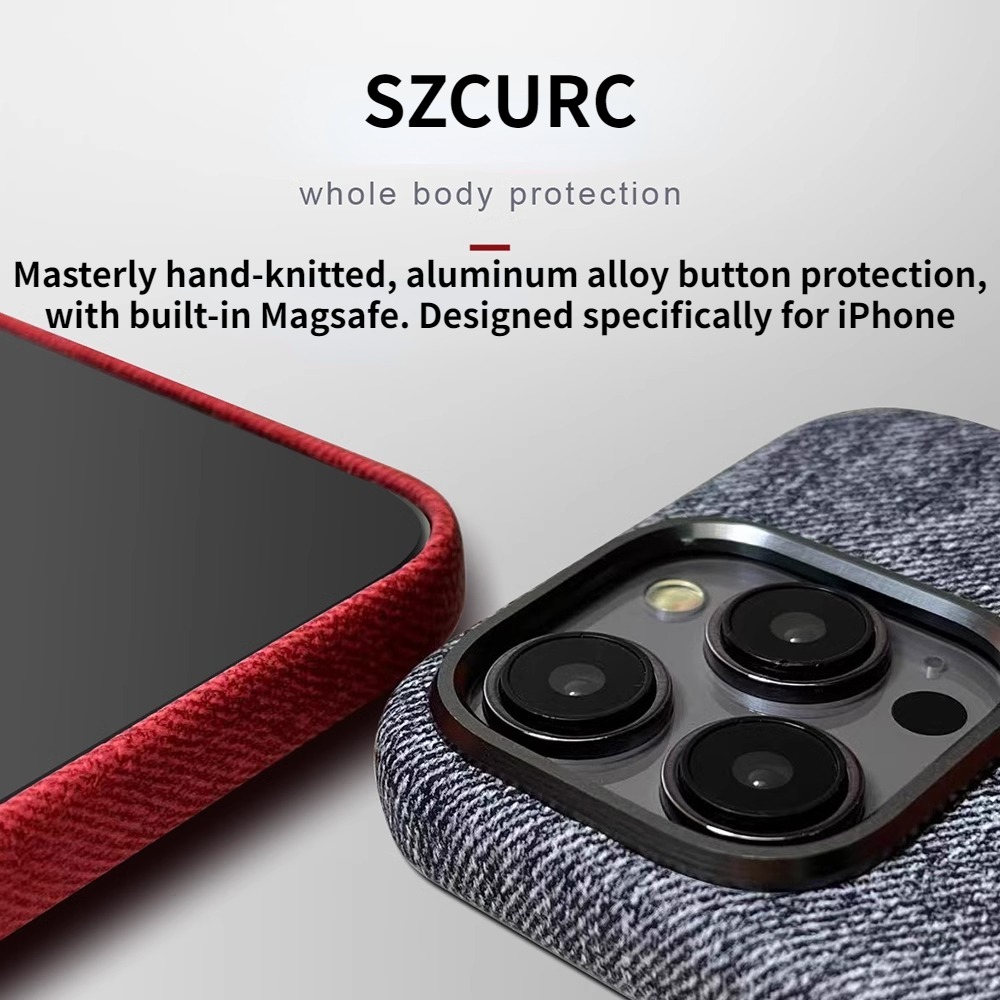 Bulletproof nylon hand-knitted iPhone case, suitable for iPhone 15 Pro Max 14 13 12 Pro, with built-in Magsafe.. 