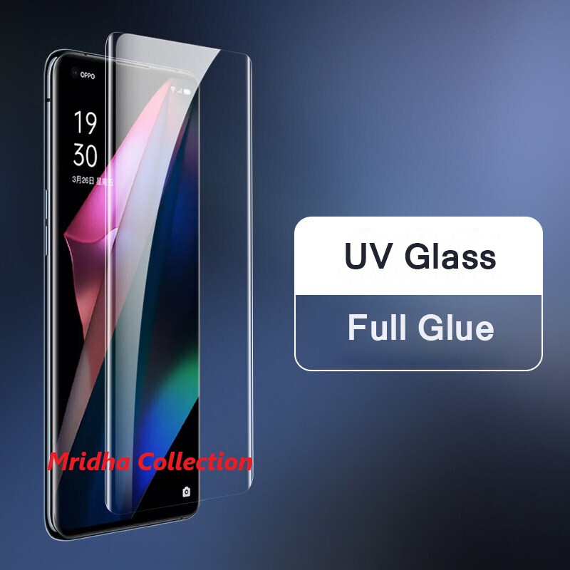 Oppo Find X3 Neo 5G (A+ GRADE) Premium UV Tempered Glass Screen Protector Curved with Liquid Glue and UV Light -Transparent Clear. 