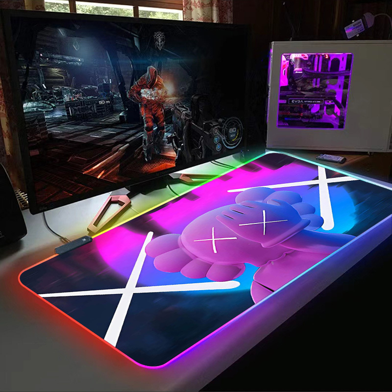 Luminous mouse pad, oversized RGB gaming keyboard pad, thickened office desk pad, LED dazzling large size. 