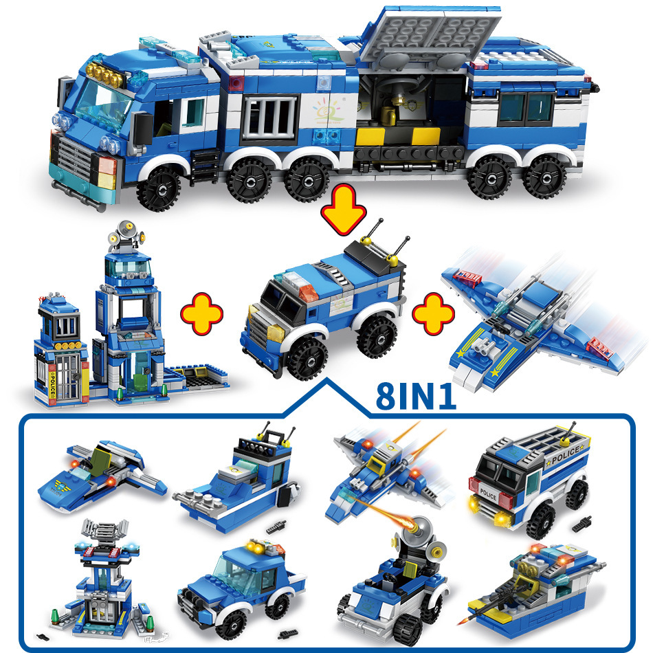 Compatible with Lego Small Box Mingdi Assembling Building Blocks Toy Fire Tank Battleship Air Children's Puzzle C026. 