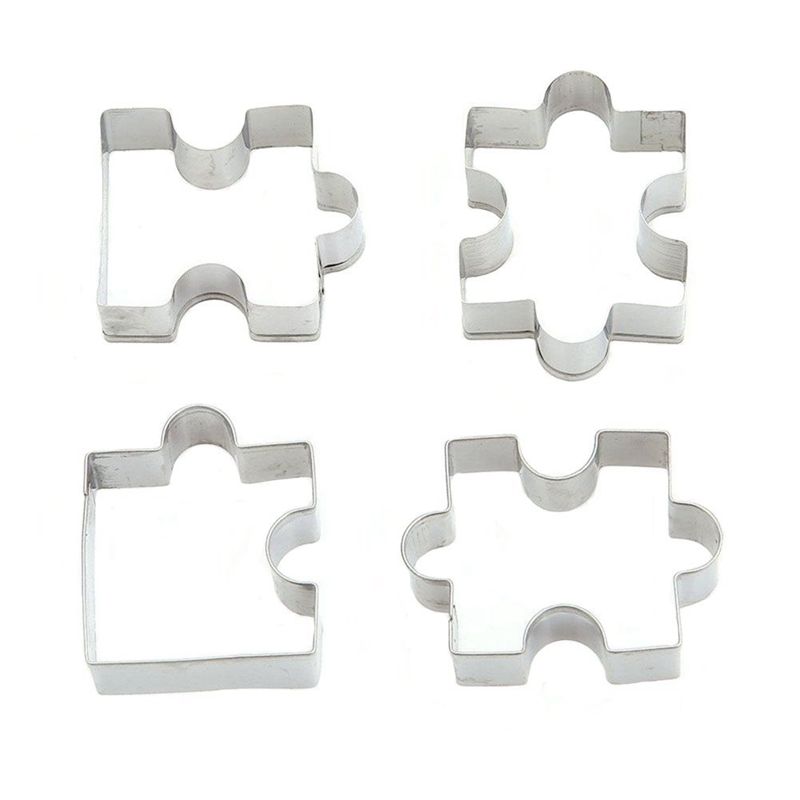 Stainless Steel Fondant Biscuit Cookie Cutter Cake Pastry Cookie Cutter Puzzle Mold 4 pcs