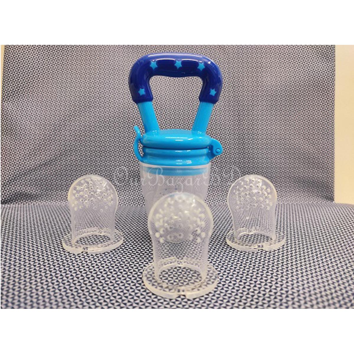 (( 3 Extra Nipples )) New Baby Food Feeder Soother Teether for Eating Fresh Fruit Vegetables Meat - Color as per stock