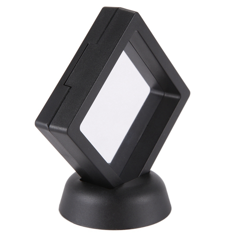 Coin Display Box - Set of 90 3D Floating Frame Display Holder with Stands Black. 