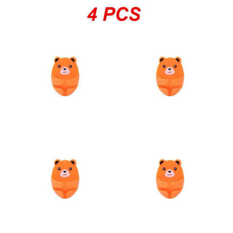 1~7PCS Plug Hook Self-adhesive Multi-Purpose Hooks Punch-free Wall Mounted Power Plug Holder Bear Shape Plug Storage Hook For