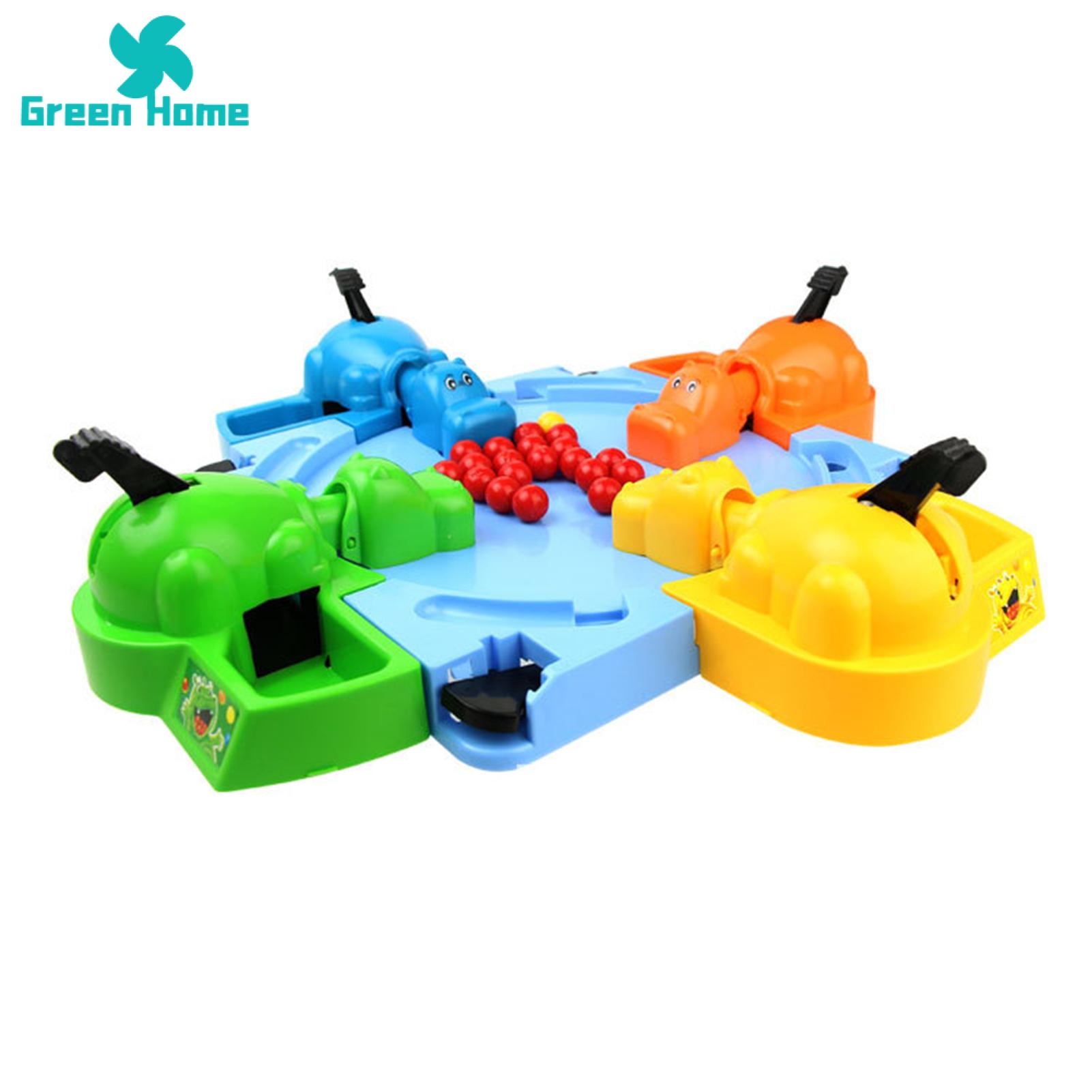 Green Home Swallowing Hippo Toy Smooth Surface Hungry Hippo Food Grabbing Parent-child Board Game. 