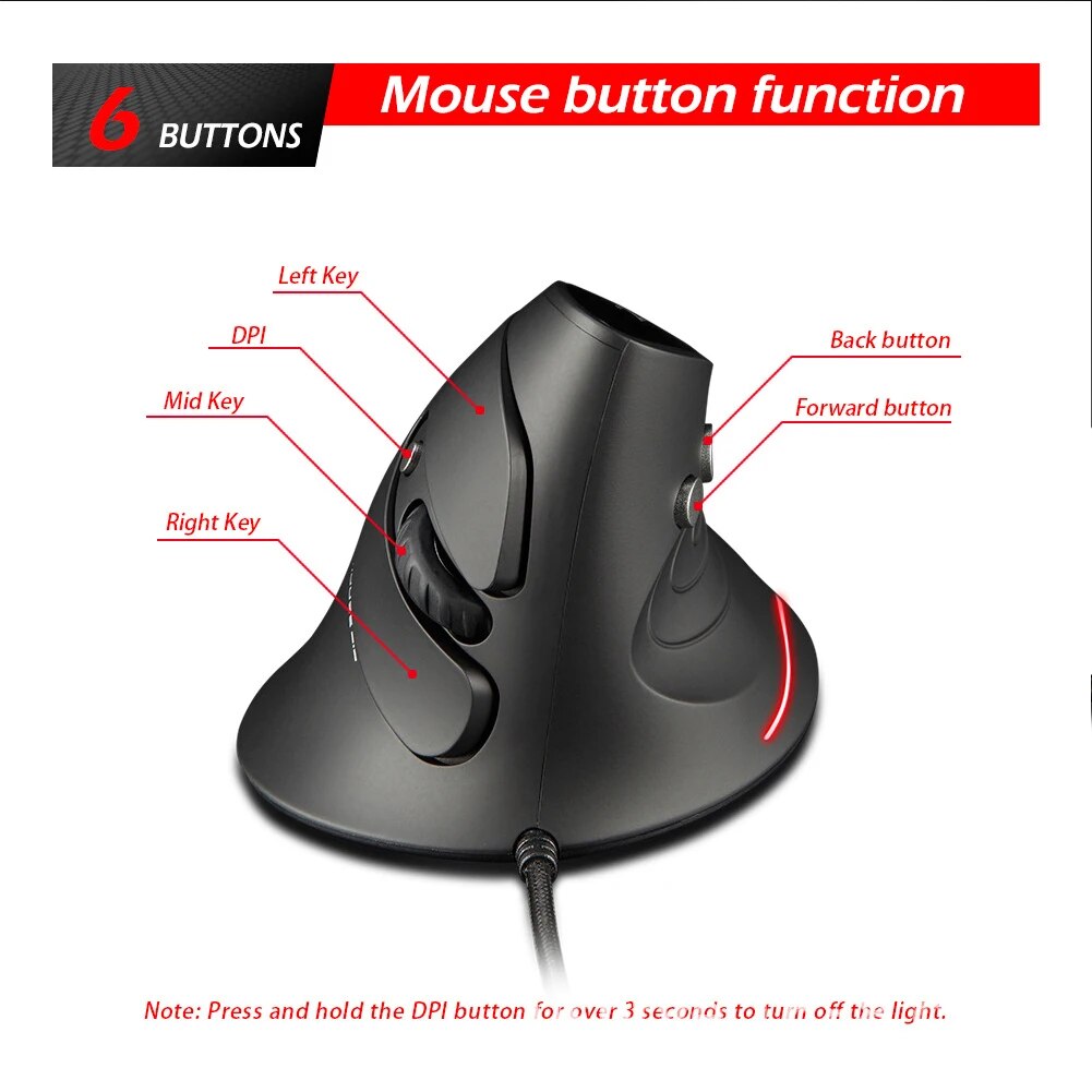 ZELOTES Vertical Gaming Mouse C10 C18 F17 F26 F35 F36 T30 2400-10000DPI RGB Optical Ergonomic Gaming USB Wired/Wireless Mouse. 
