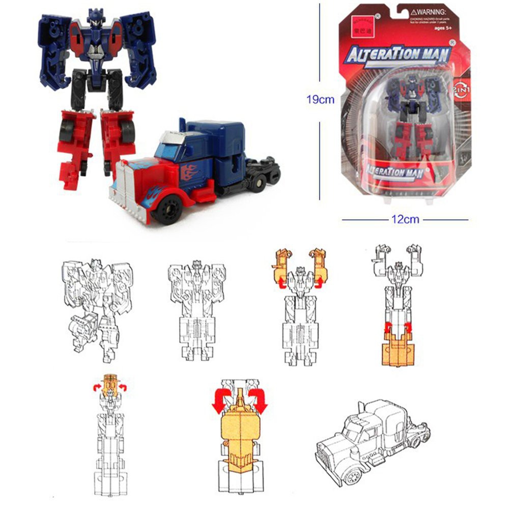 Mini Transformer Toy Optimus Prime Megatron Robots Car Kids Action Figures DIY. 