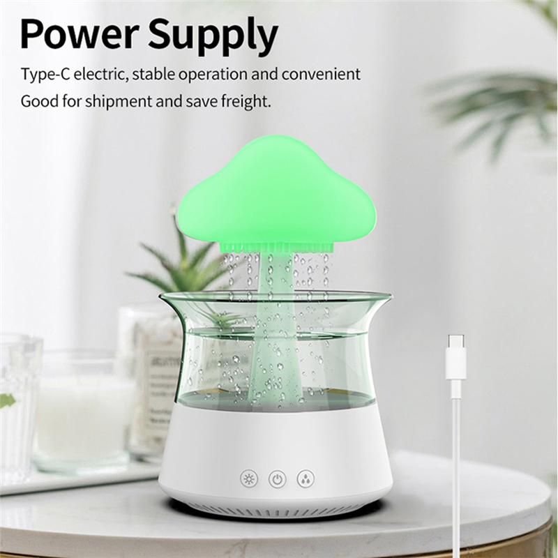 Rain Cloud Humidifier USB Night Light for Room Office AromaDiffuser Water Drop Sound with Remote Control Humidifier -A. 
