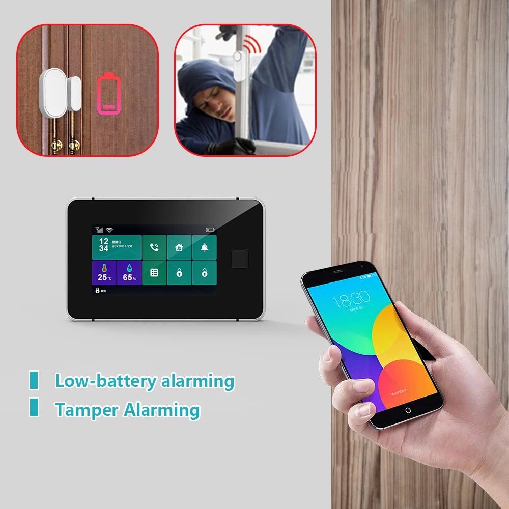 Smartrol Security Alarm System Tuya Smart GSM Alarm Sensor Kit Wireless WIFI Home Burglar Alarm Motion Smoke Door Window Sensor. 