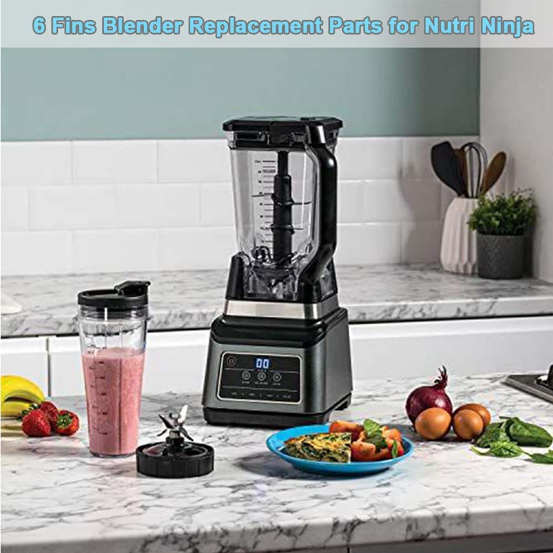 6 Fins for Ninja Blender Replacement Parts ,for Nutri Ninja Auto IQ BL450-70, BL451-70, BL454-70, BL455-70. 