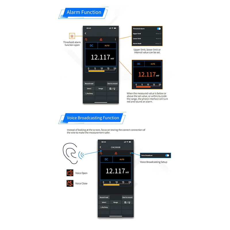 CM2100 Digital Electrical Tester Multimeter 100Amp 600V Smart AC/DC Clamp Meter True RMS VFC Diode Multimeter Easy To Use. 