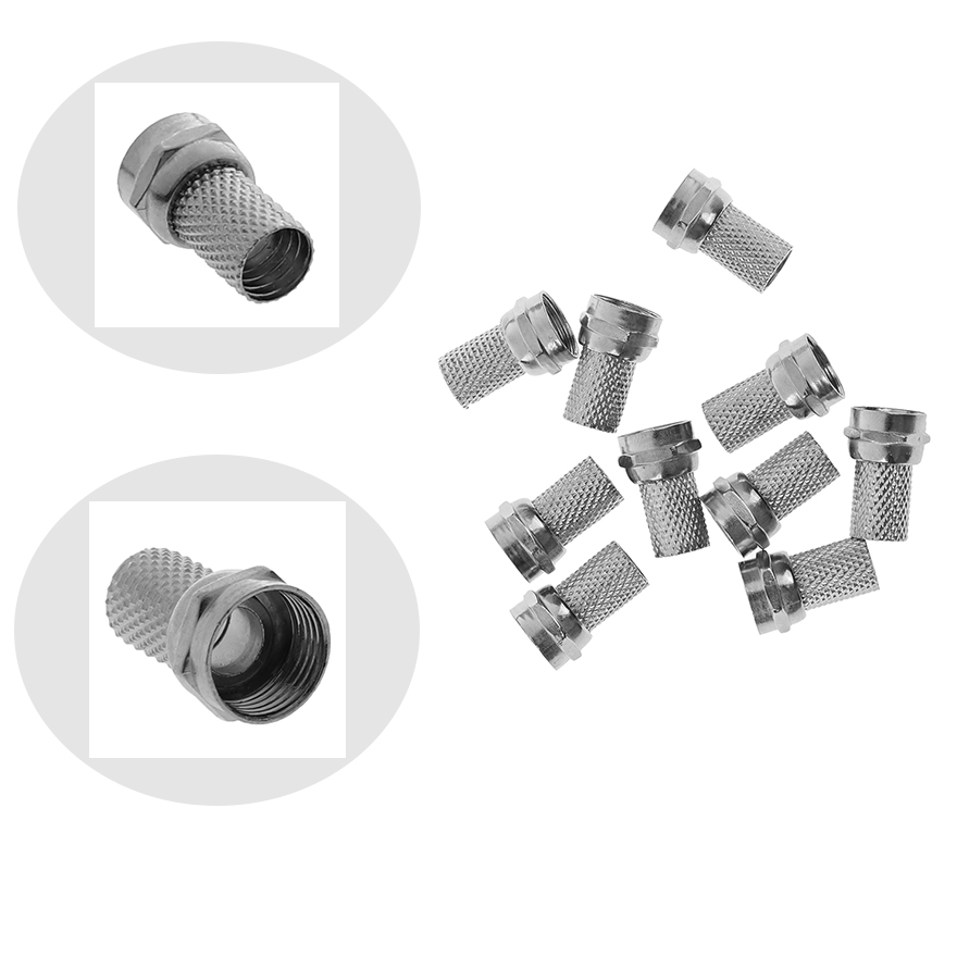 10 Pcs Connector Screw On Type For RG6 Satellite TV Antenna Coax Cable Twist-on - Hdmi Cable. 