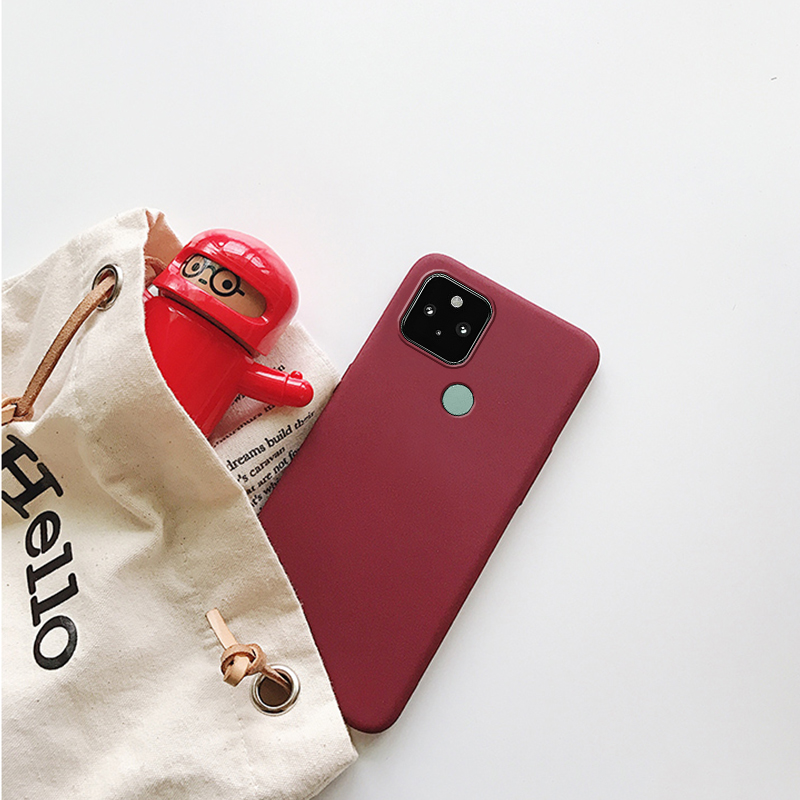 Tokifu For Google Pixel 5 Back Cover Matte Simple Solid Color Soft Silicone TPU Case. 