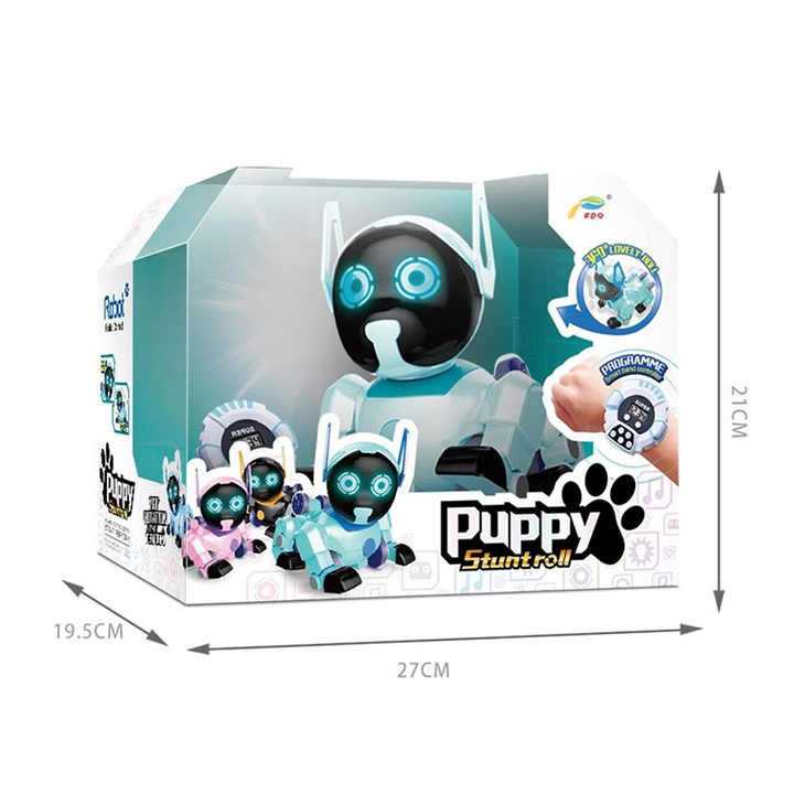 Artificial Intelligence Stunt Roll Watch Remote Control Intelligent Rc Toy Robot Dog With Battery. 
