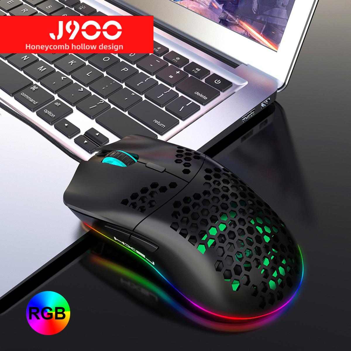 New HXSJ J900 USB Wired Gaming Mouse RGB Gaming Mouse with Six Adjustable DPI Cellular Hollow Ergonomic Design for Desktop