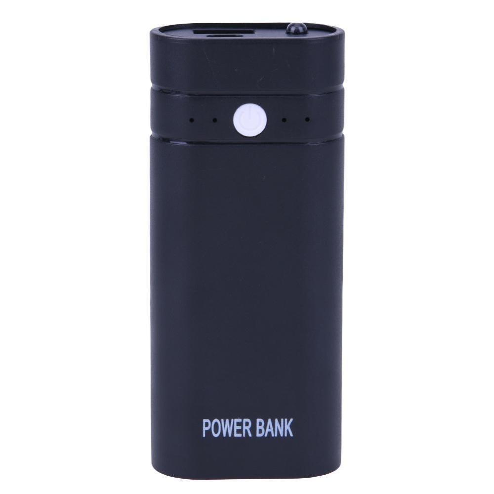 Mini Plastic Cased Removable 2 18650  DIY Box with LED Flashlight(Black) - intl. 