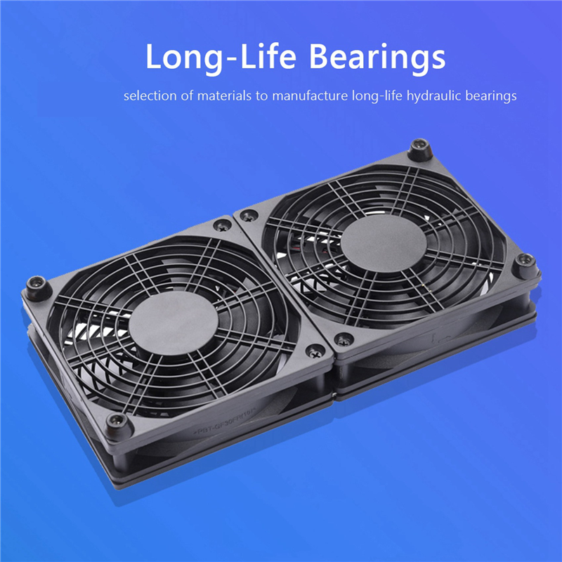 2X 120mm 5V USB Powered PC Router Dual Fans High Airflow Cooling Fan for Router Modem Receiver. 