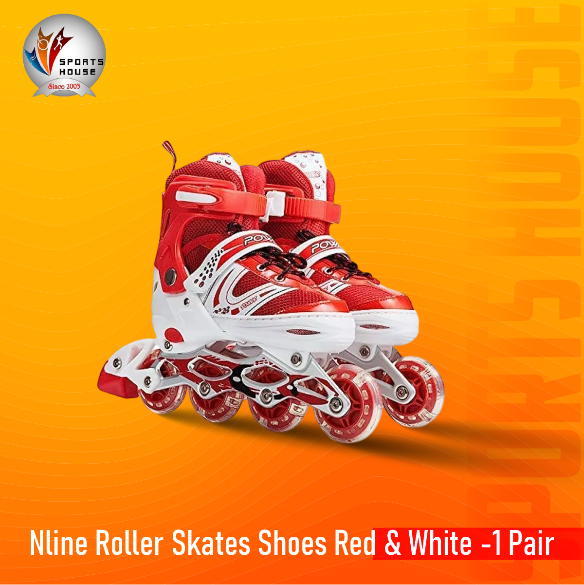Inline roller skates shoes Red & White -1 Pair- Size (38-41)
