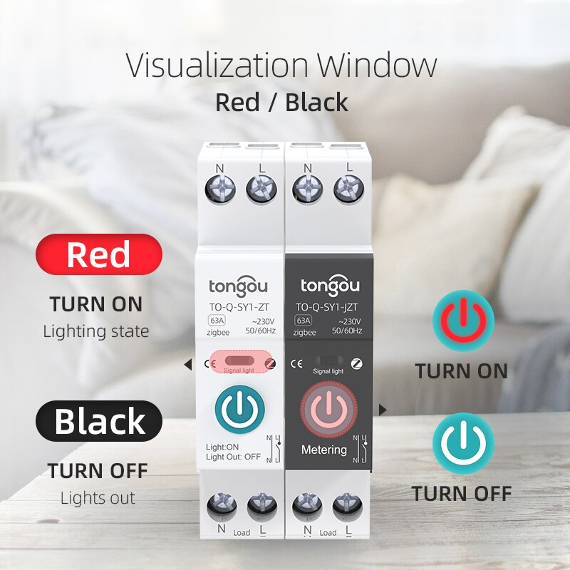TUYA ZigBee Smart Circuit Breaker Smart Switch 1P 63A DIN Rail for Smart Home Wireless Remote Control WiFi Switch by APP TONGOU. 