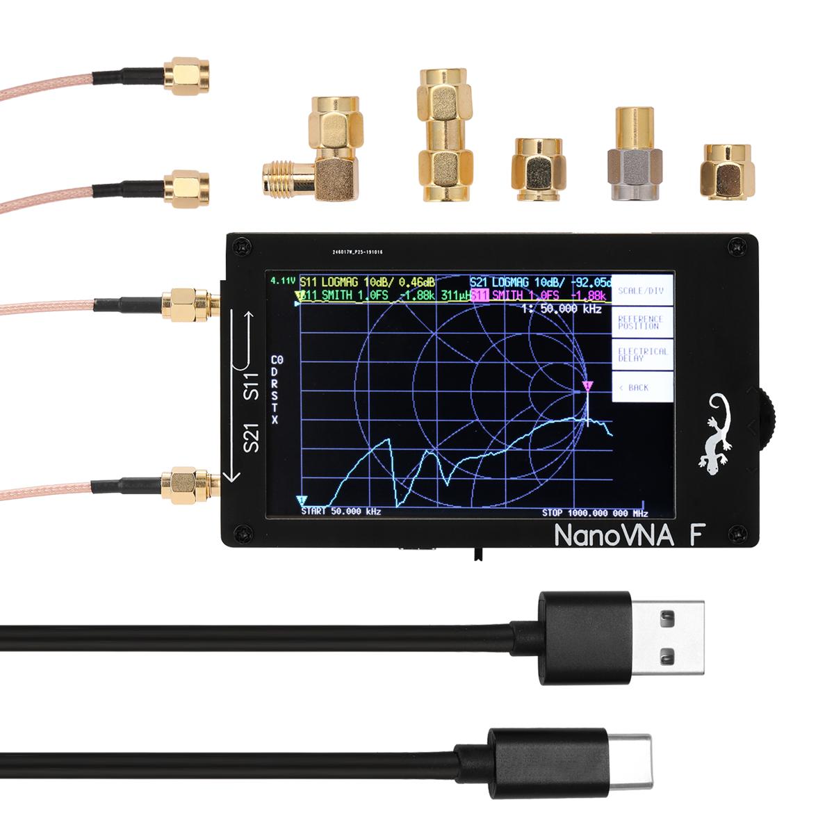 KOGEEK NanoVNA-F Portable Handheld Vector Network Analyzer SWR Meter 50KHz-1000MHz 4.3 Inch IPS TFT Digital Display Touching Screen Shortwave MF HF VHF Antenna Analyzer