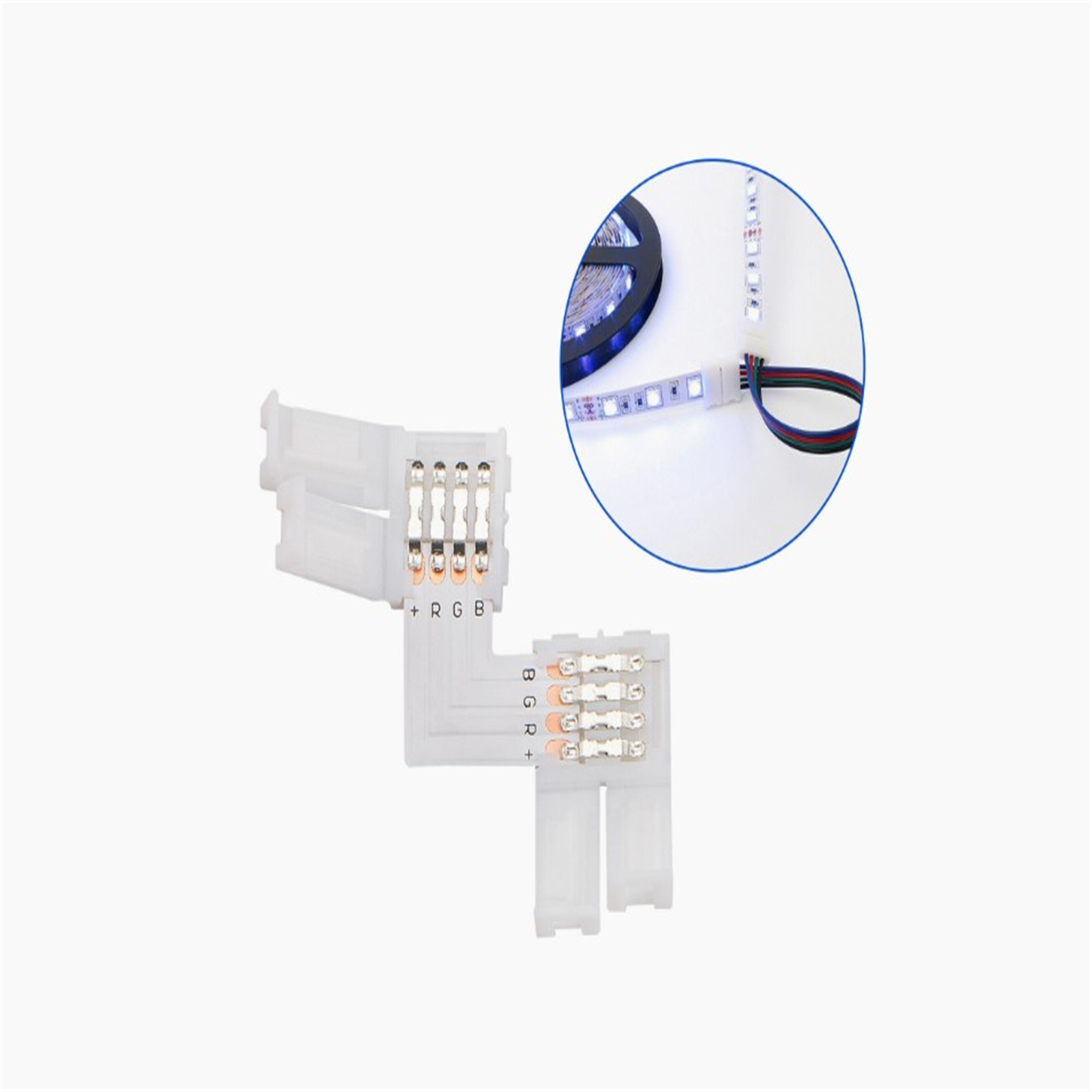 10x 10mm 4 Pin 5050/3528 Rgb Led Strip Light Corner Connector L-shaped Design Pbt Fireproof Material Pcb Adapter. 