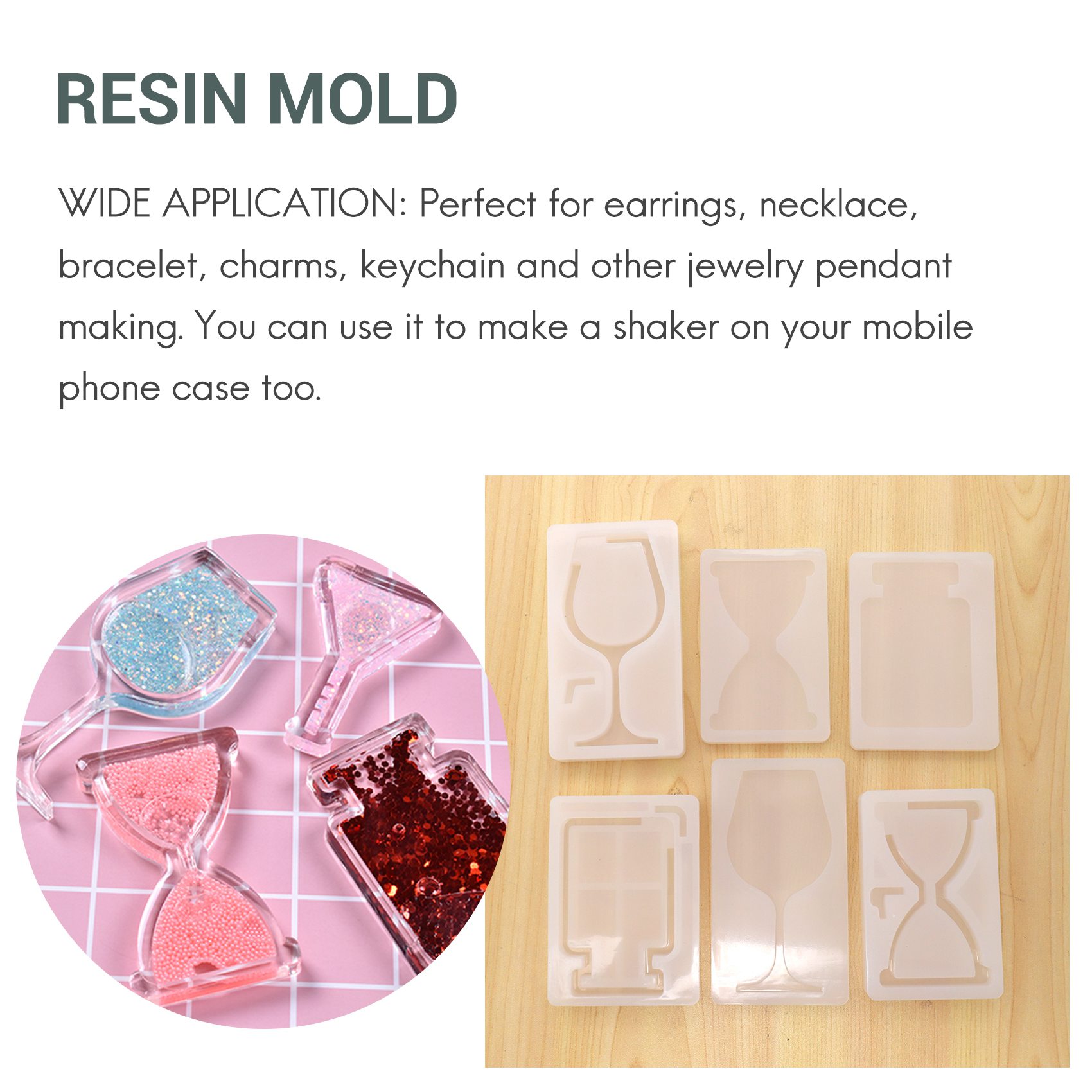Resin Molds Resin Shaker Mold , with Moon, Heart, Star, Cat Molds,Etc. 
