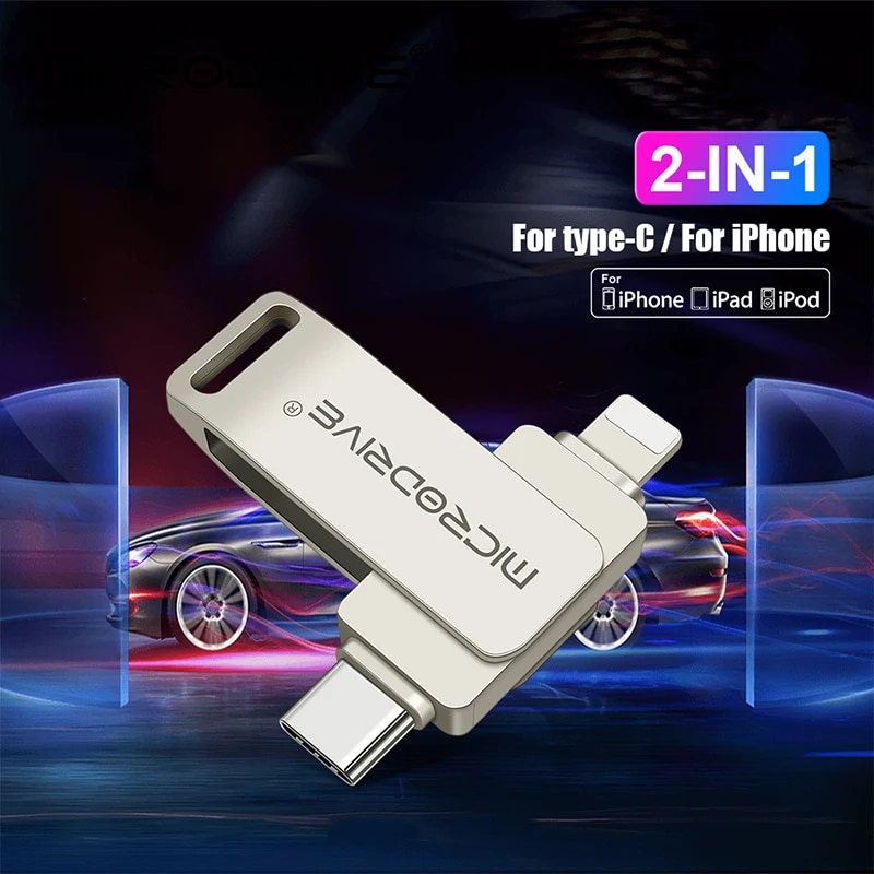 TYPE-C Flash Drive pendrive For iPhone /Plus/X/ipad Usb/Otg 2 in 1 Pen Drive For all iOS External Storage Devices/ cell phone. 