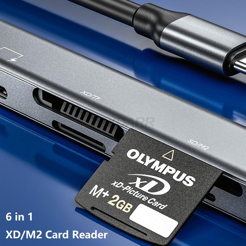 Czytnik kart iPhone XD 6 w 1 do czytnika kart Lightning M2 Adapter kart obrazkowych XD do czytnika SD/mysz/TF typu C z ładowaniem. 