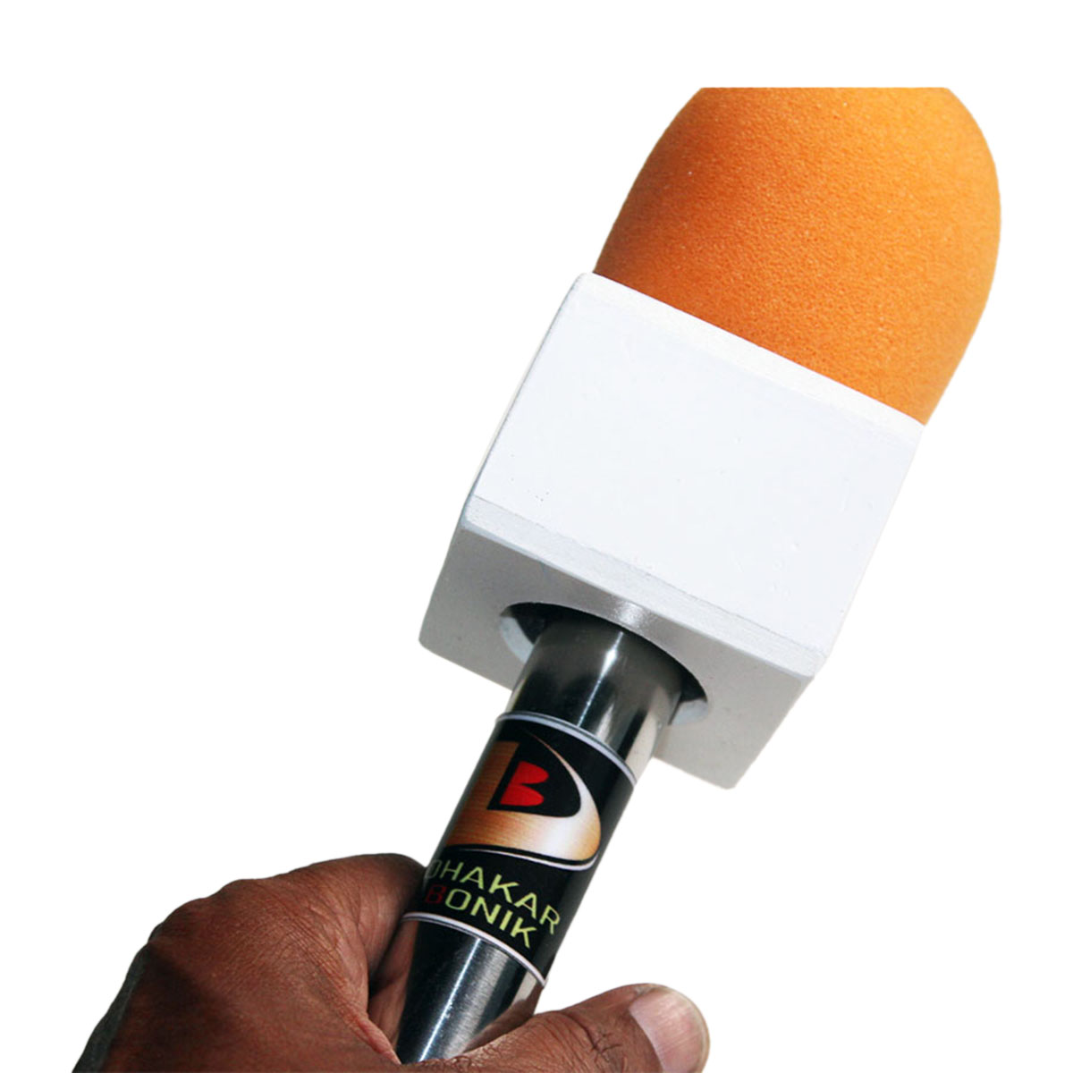 Journalist Microphone For Mobile With Square Flag And Orange Foam - Microphone