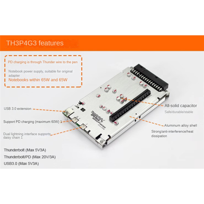 TH3P4G3 85W PD Charging for GPU Dock for Laptop Notebook to External Graphic Card 40Gbps for Easy to Use. 