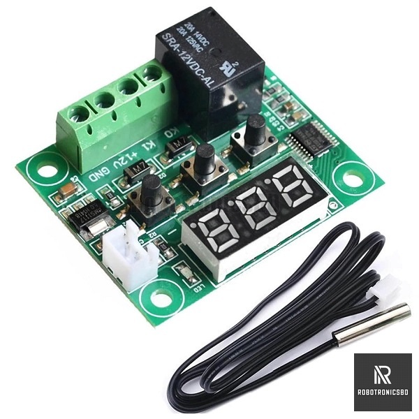 W1209 Digital Temperature Controller for Incubator DC 12V 10A Relay Three Digit Red LED Tube Replace XH-M452 XM-18 HTC-2