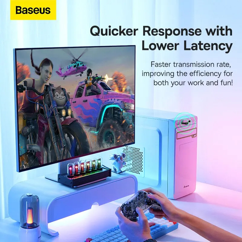 Baseus BA07 USB Bluetooth 5.3 Dongle Adapter for PC Speaker Wireless Mouse Keyboard Music Audio Receiver Transmitter Bluetooth. 