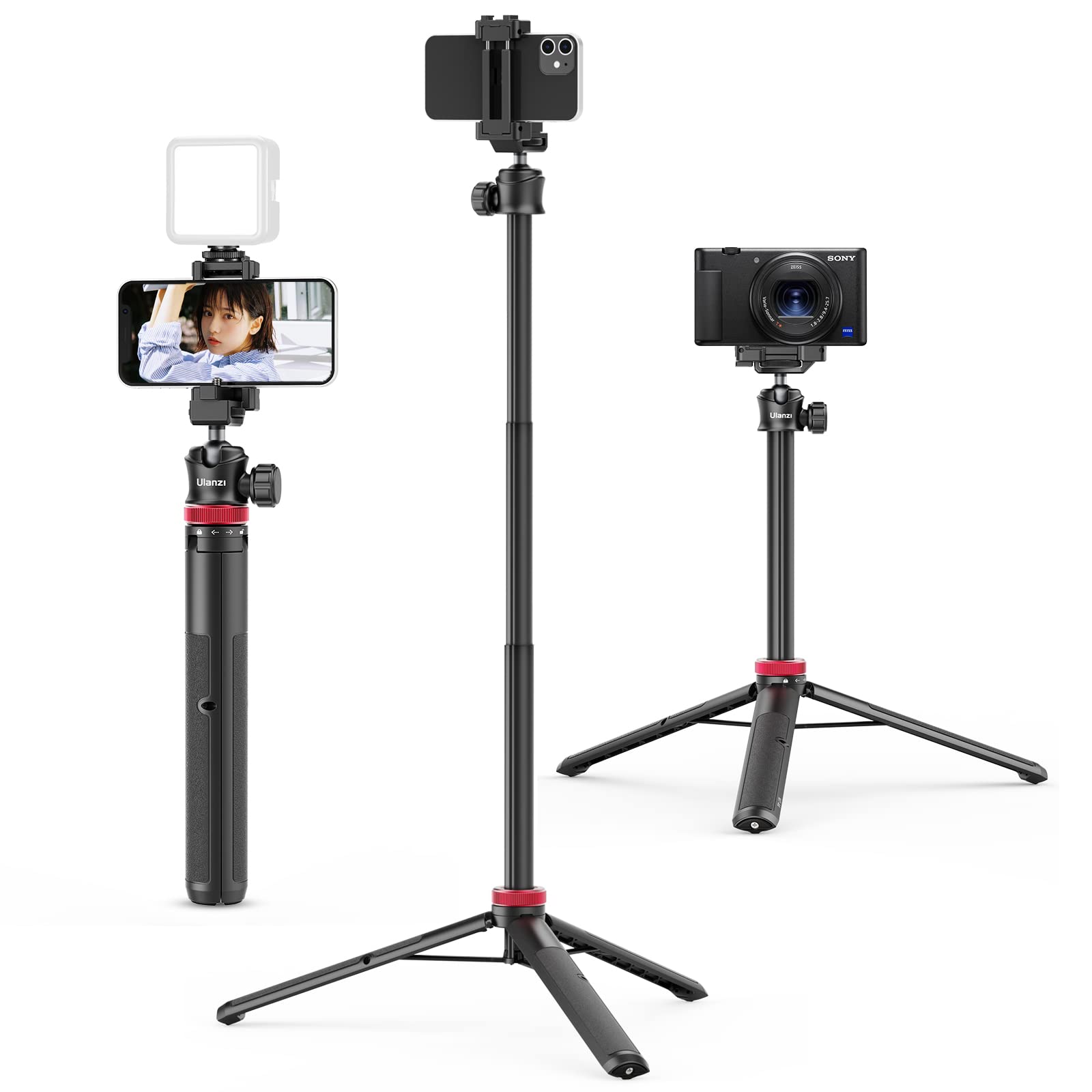 ULANZI MT-44 Extendable Tripod Selfie Stick Phone Holder Clip Vlog Mount For Smartphone DSLR Go Pro Cameras