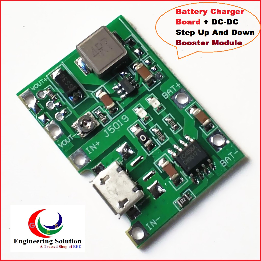 J5019 Li-ion 3.7/4.2 Volts Battery Charger Board + DC-DC Step Up and Down Booster Module