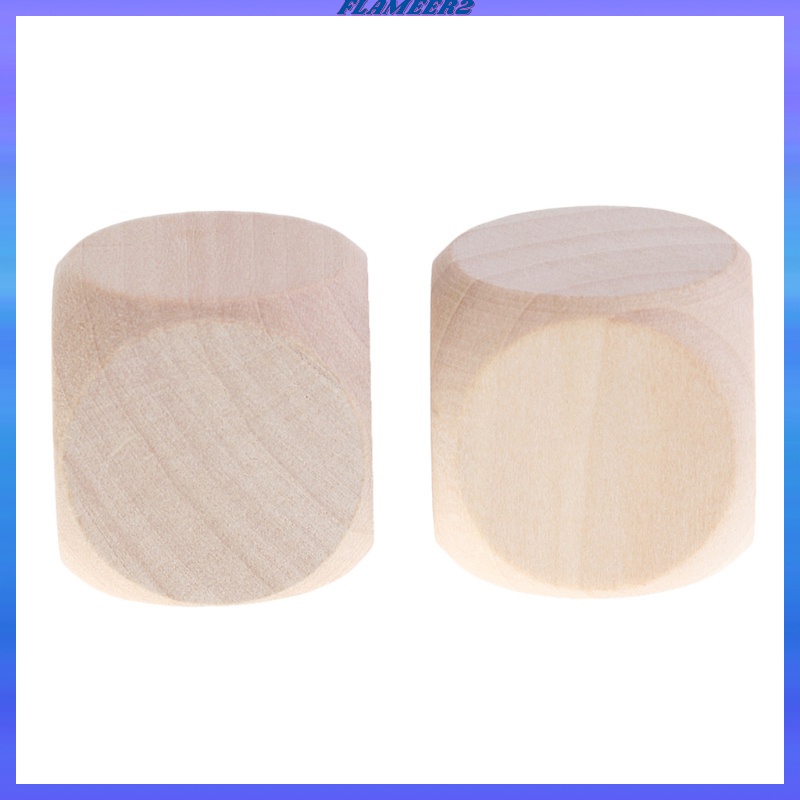 【FLAMEER2】 10PCS Wooden Blank Blocks Dice Six Sided Dice Teaching for Kid DIY Craft 3cm. 