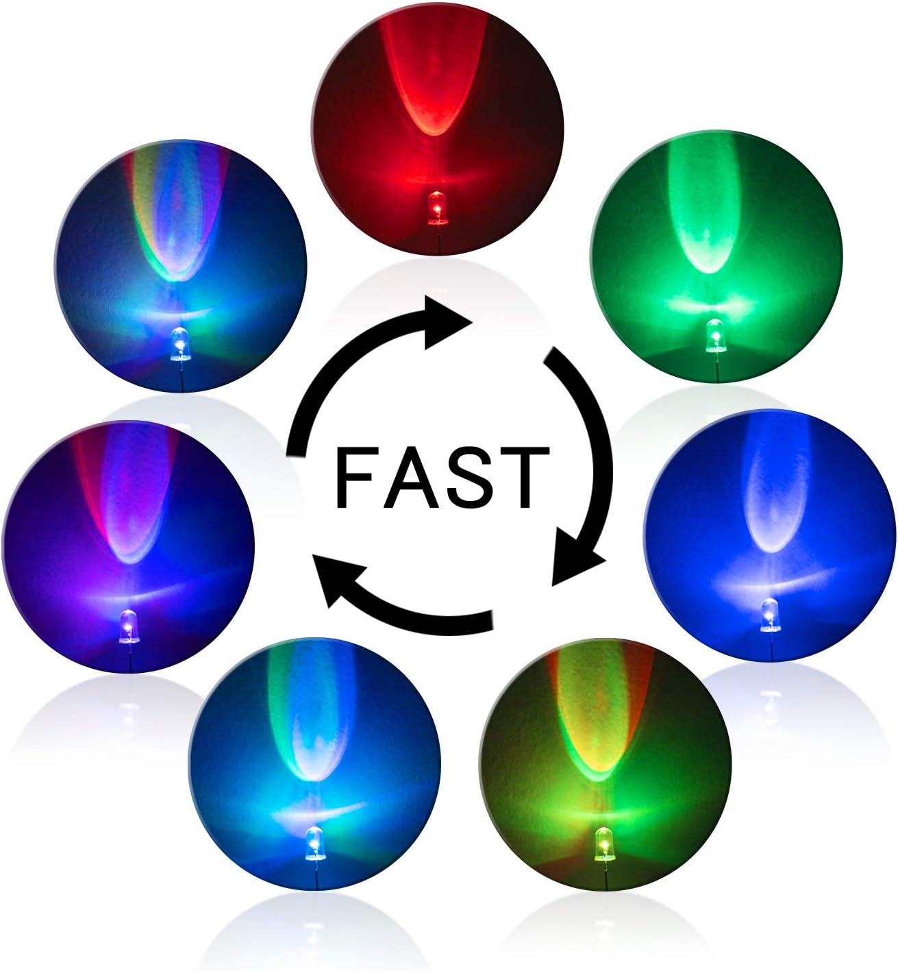 RGB 5 mm Auto Flashing Emitting Diode Led Light 20 Ps. 